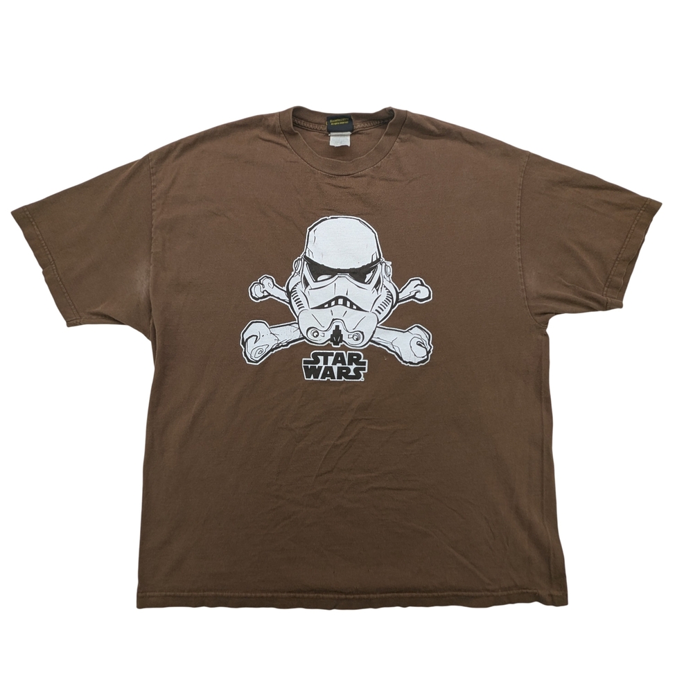 Star Wars Shirt Mens 2XL Stormtrooper Skull Crossbones Brown Graphic Tee Disney